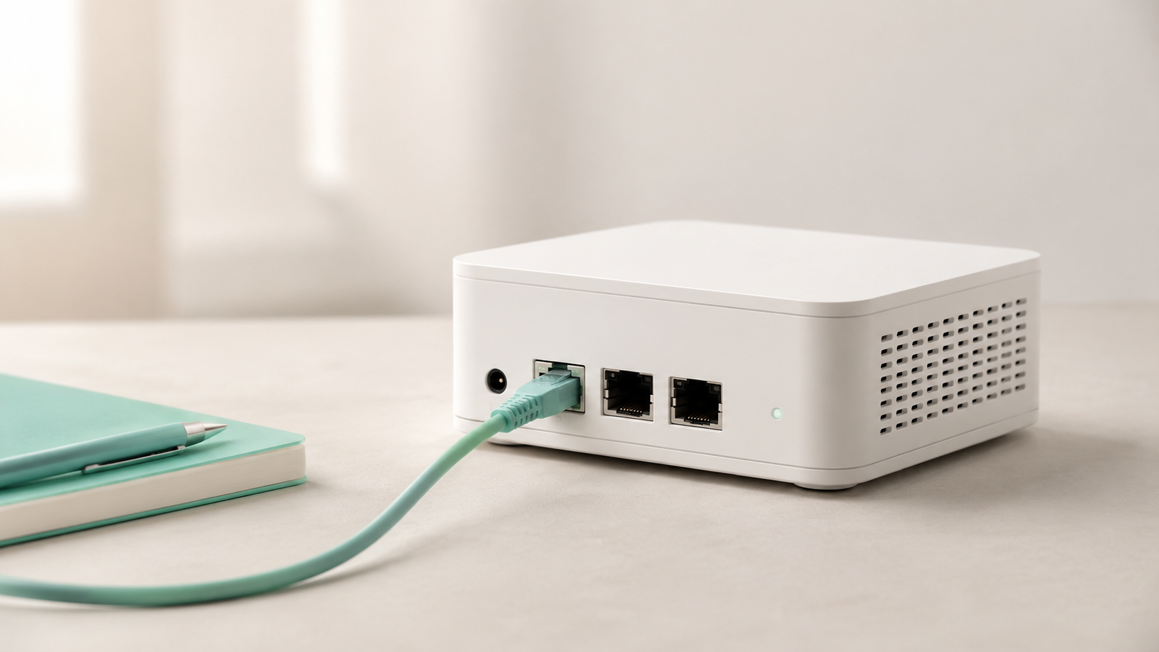 Compacte server op neutrale ondergrond als illustratie bij hosting voor WordPress website